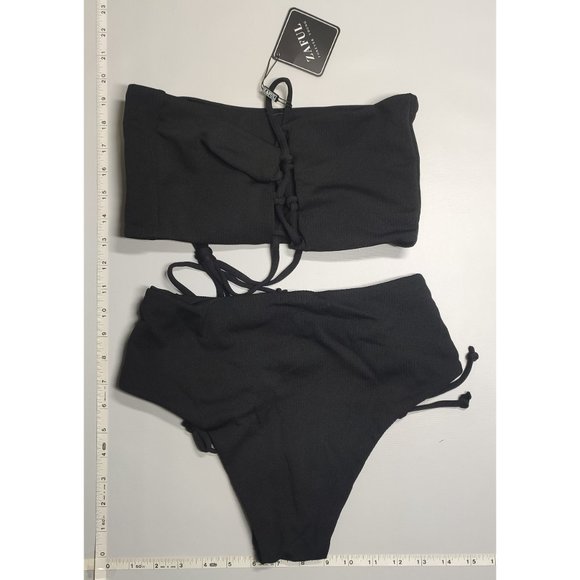 NWT ZAFUL Large Bandeau High Waist Black bikini set - Picture 2 of 7